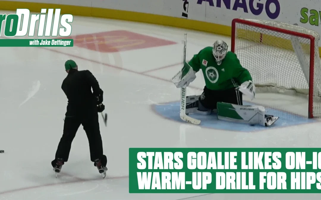 On Ice Warm Up Drill with Jake Oettinger and Goalie coach Jeff Reese to Loosen up the Hips