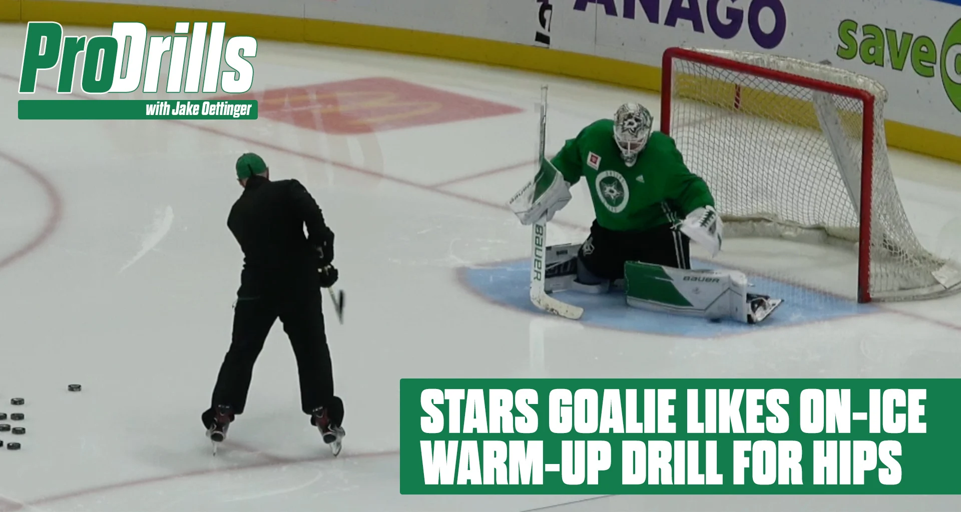 On Ice Warm Up Drill with Jake Oettinger and Goalie coach Jeff Reese to Loosen up the Hips