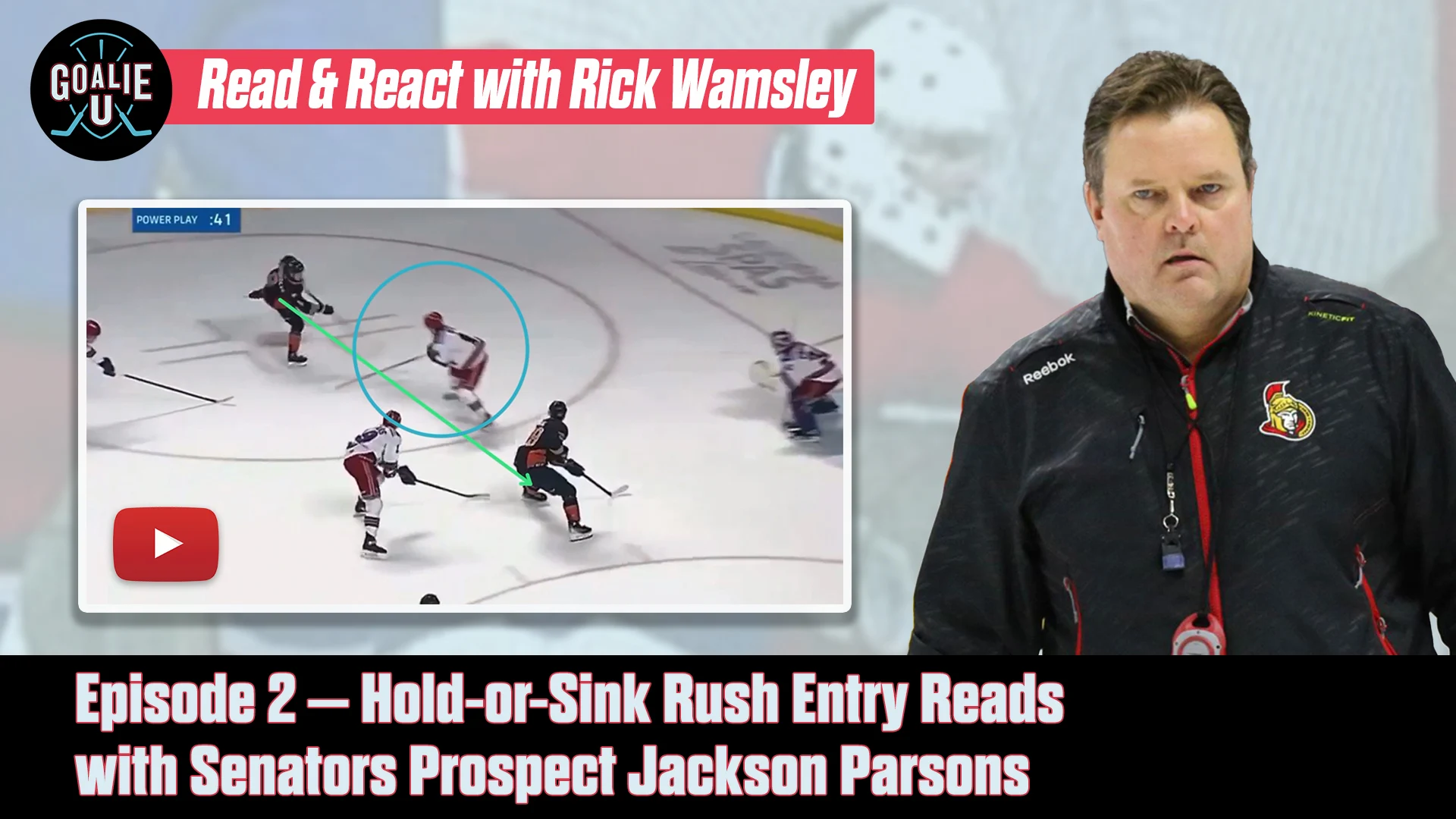 Goalie U - Episode 2 – Hold-or-Sink Rush Entry Reads with Senators Prospect Jackson Parsons - Wide
